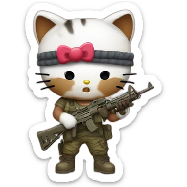 Hello kitty as rambo sticker