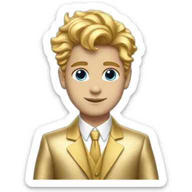 Posh-boy-with-golden-suit-and-blue-eyes-and-rainbow-unicorn-hair sticker