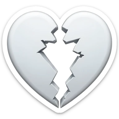 a white heart broken into two pieces sticker