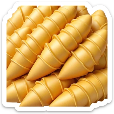 3D rendered authentic Hong Kong egg puffs (港式鸡蛋仔) folded into cone shape, golden bubbly texture, hyper-realistic egg-shaped bubbles, glossy finish, detailed texture sticker