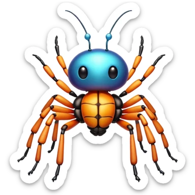 3D iPhone style emoji of a cute bug, colorful and detailed, six legs, shiny exoskeleton, isolated on white background, soft shadows, high detail, playful and cute. sticker