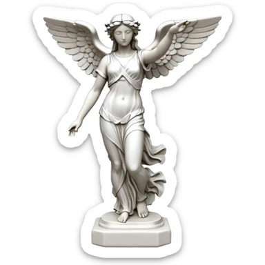 Winged Victory of Samothrace statue with plaster sticker