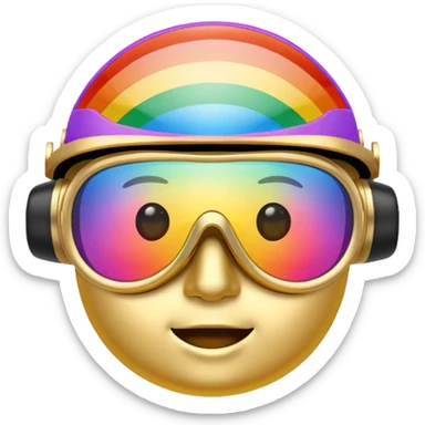gold simulation rainbow visor goggles sticker