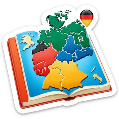 opened school textbook with a fragment of Germany sticker
