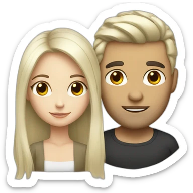 bleached hair girl with dark hair man sticker