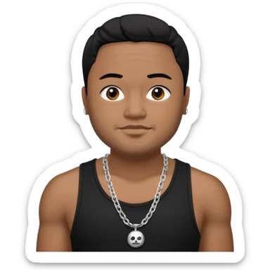 J Boog medium dark skin, black hair, black tank top with necklace sticker