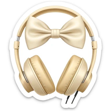 Cream headphones with cream bows sticker