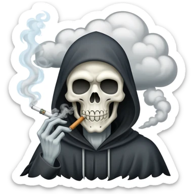 grim reaper smoking weed with loads of smoke sticker