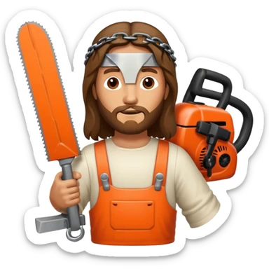 Jesus Christ with chainsaws instead of hands sticker