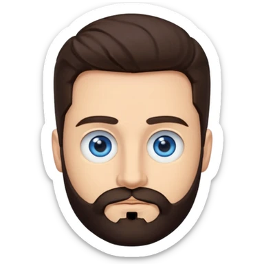 Frankie Zulferino (b.1990) with blue eyes, dark brown hair and beard sticker