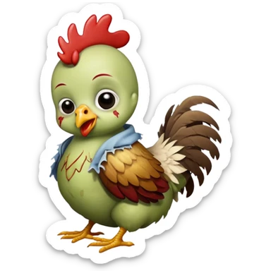 a baby zombie sitting on a chicken sticker