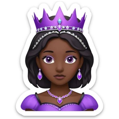 Obsidian Princess – black tiara + violet trim,Shadow Princesses. sticker