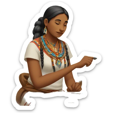 indígena pintando sticker