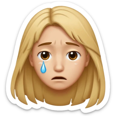 😔 sad emoji with hair 💧 with this emoji sticker