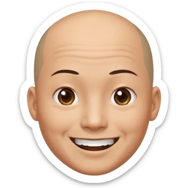 chineese man with a bald head and ponytail coming out in the middle sticker