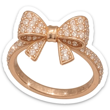 girly sparkling ring with bow, cute style, no background sticker