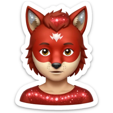 glitter red wolf boy apex predator sticker