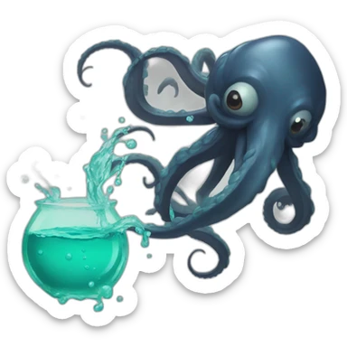 kraken spitting ink sticker