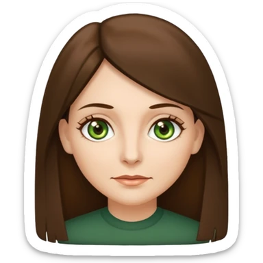 middle age woman with moss green eyes and long straight Ash-brown hair sticker