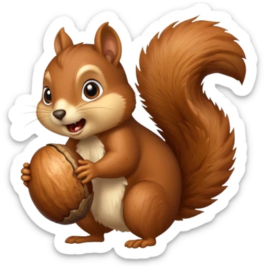Squirrel bite giant acorn, panic sticker