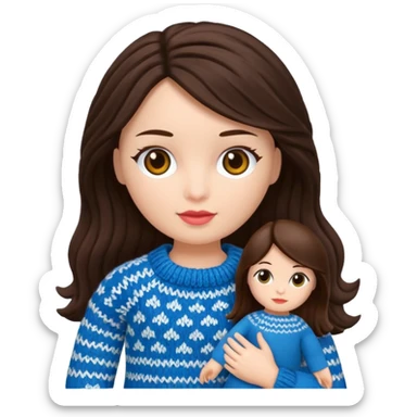 brunette knitted doll sticker