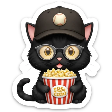 balck cat with with rapper popcorn with opticals sticker