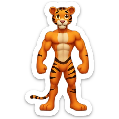 Tigger with a muscle chest and skinny arms sticker