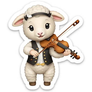 Little lamb playing a violin and dancing  sticker
