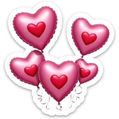 maroon love letter, three metallic pink heart-shaped balloons and red kisses  sticker