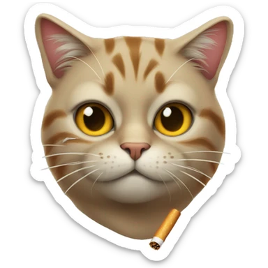 Cat smoking a cigarette sticker