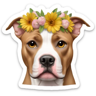 Pitbull floral crown sticker