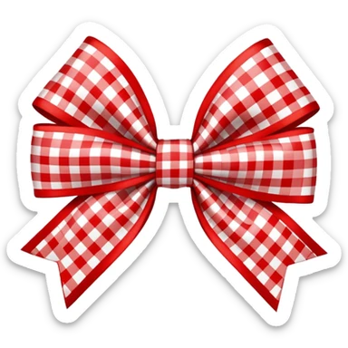 red gingham plaid bow sticker