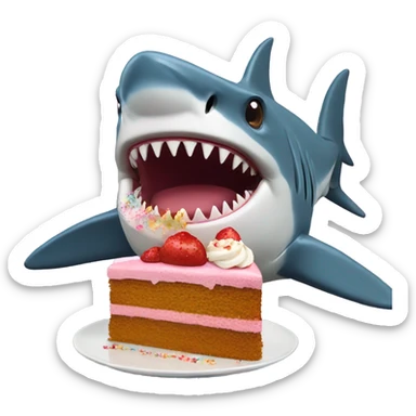 shark eating cake sticker
