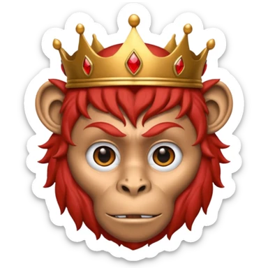 red monkey king with red crown sticker