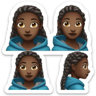 Darkskin girl 12 year old, ombre braids with blue hoodie  sticker