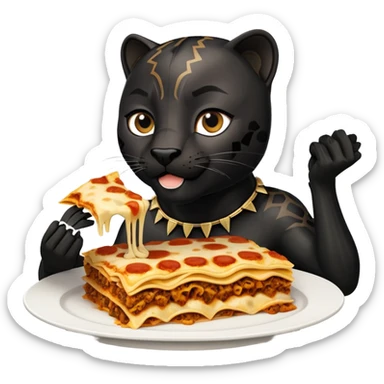 Black panther nigerian eating lasagna  sticker
