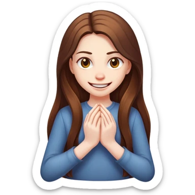 Girl with long brown hair rubbing her hands behind her back with an evil grin on her face sticker