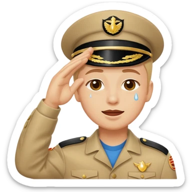 mix the cry emoji and the salute emoji sticker