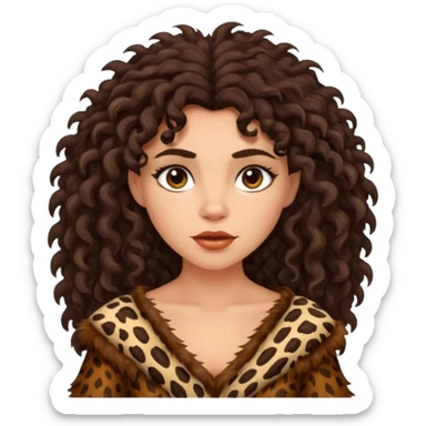 cavewoman with dark brown curly hair sticker