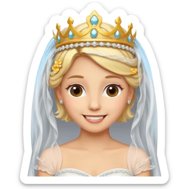 blonde bride tiara and veil sticker