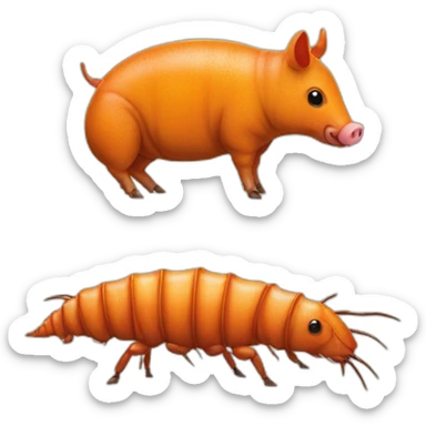 Orange pig armadillo cow centipede insect sticker