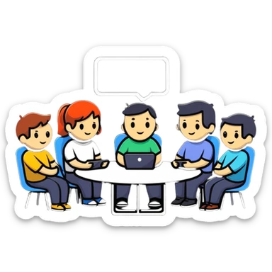people chatting together in a digital group conversation sticker