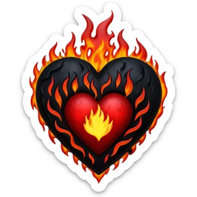 goth heart with a black flame sticker