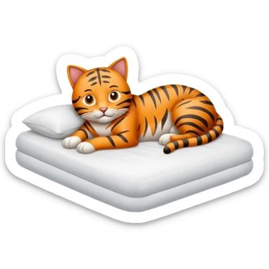 Petit chat sympa couché sur le lit sticker