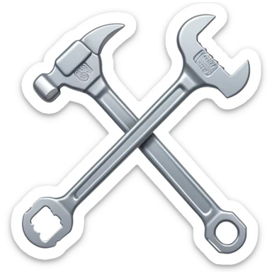 A flat-style illustration of a single wrench with a clean, modern look, symbolizing trade school. Cartoon style, minimal, white background, iOS emoji aesthetic. sticker