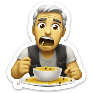 Angry man eating a bowl of bees sticker