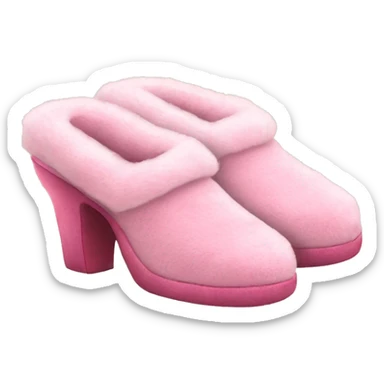 Pink heel fur slippers sticker