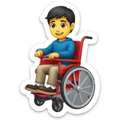 niño rubio en silla de ruedas, delgado  sticker