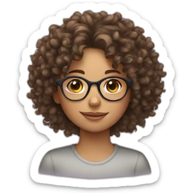 Curly haired girl with glasses sticker