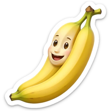 banana with a joyful face sticker